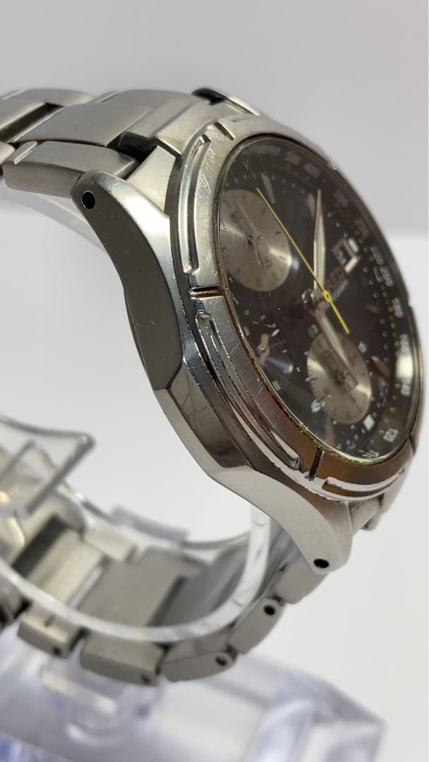 Seiko Wired 7T92-0GB0 Analog Quartz Men Working Item Navy Chronograph For Parts / Junk