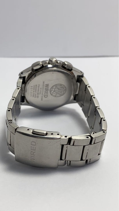 Seiko Wired 7T92-0GB0 Analog Quartz Men Working Item Navy Chronograph For Parts / Junk