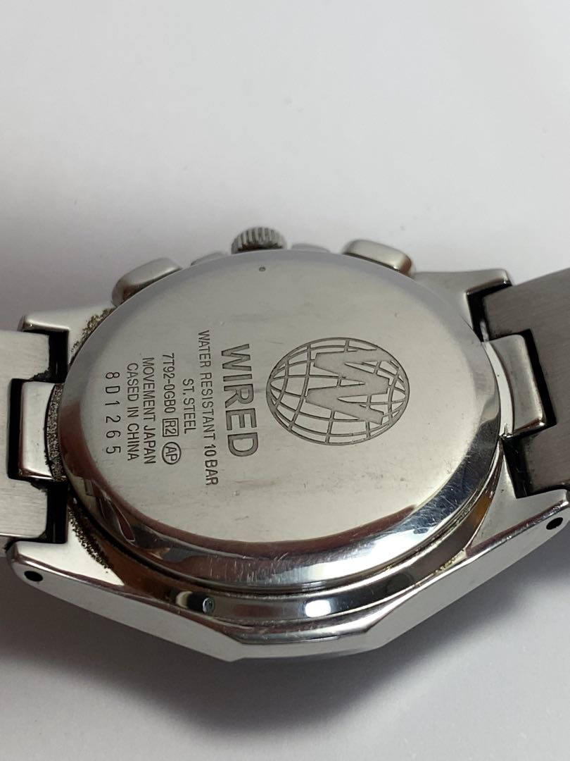 Seiko Wired 7T92-0GB0 Analog Quartz Men Working Item Navy Chronograph For Parts / Junk