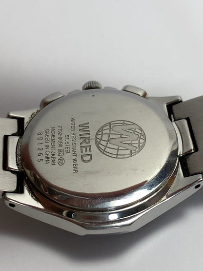 Seiko Wired 7T92-0GB0 Analog Quartz Men Working Item Navy Chronograph For Parts / Junk