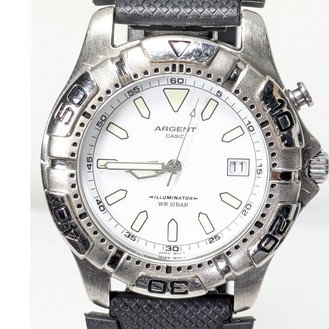 CASIO ARGENT Analog Quartz Men Diver Battery & Band Replaced Working Itemg-85