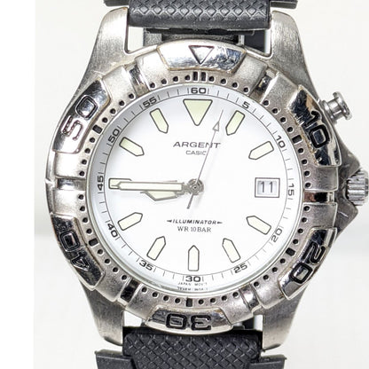 CASIO ARGENT Analog Quartz Men Diver Battery & Band Replaced Working Itemg-85