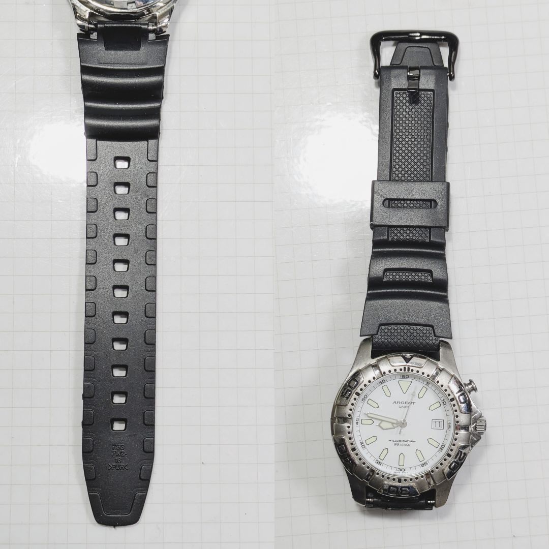 CASIO ARGENT Analog Quartz Men Diver Battery & Band Replaced Working Itemg-85