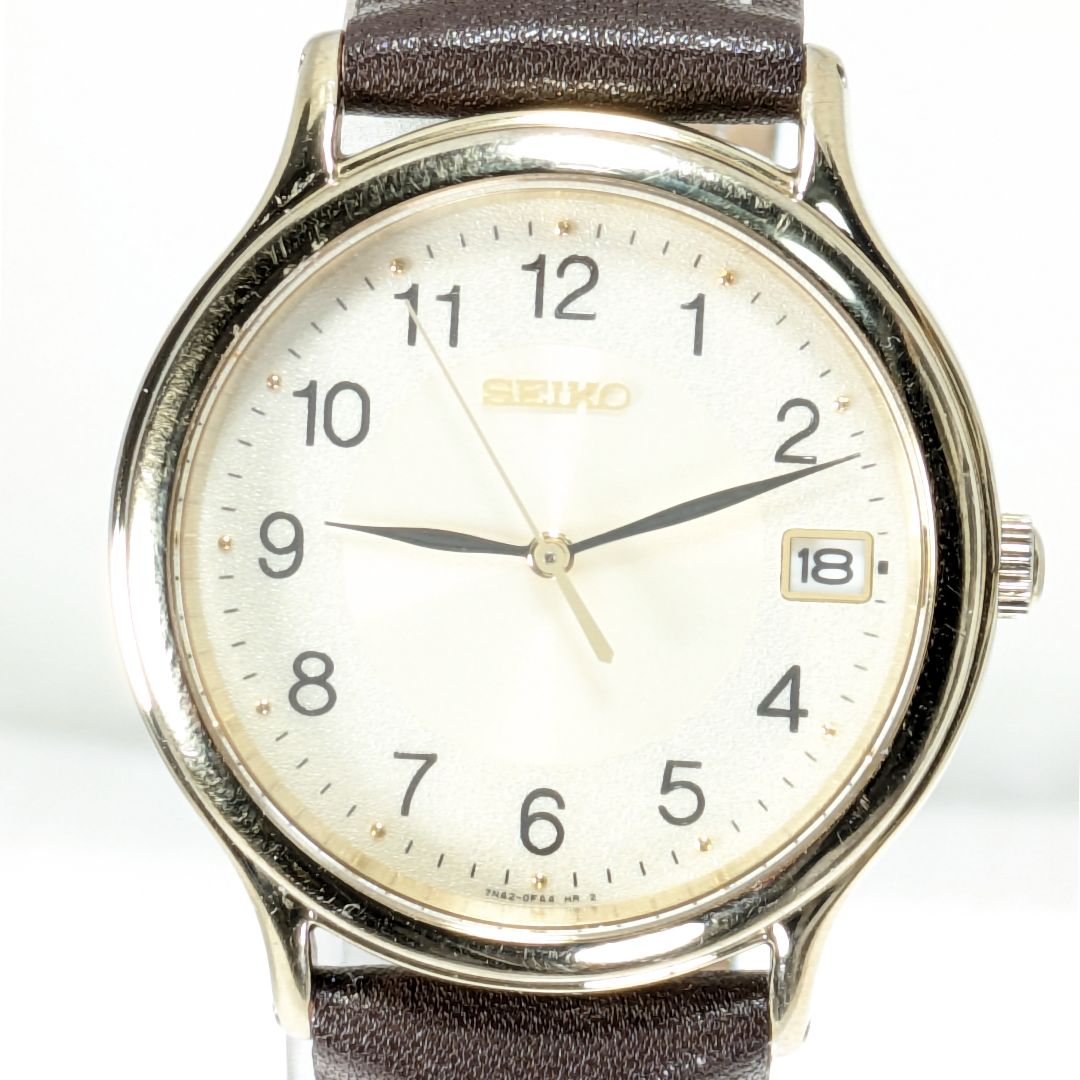 Seiko Analog Quartz Men Battery & Band Replaced Working Item