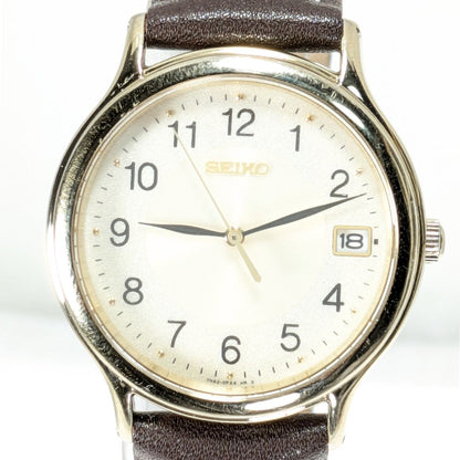 Seiko Analog Quartz Men Battery & Band Replaced Working Item