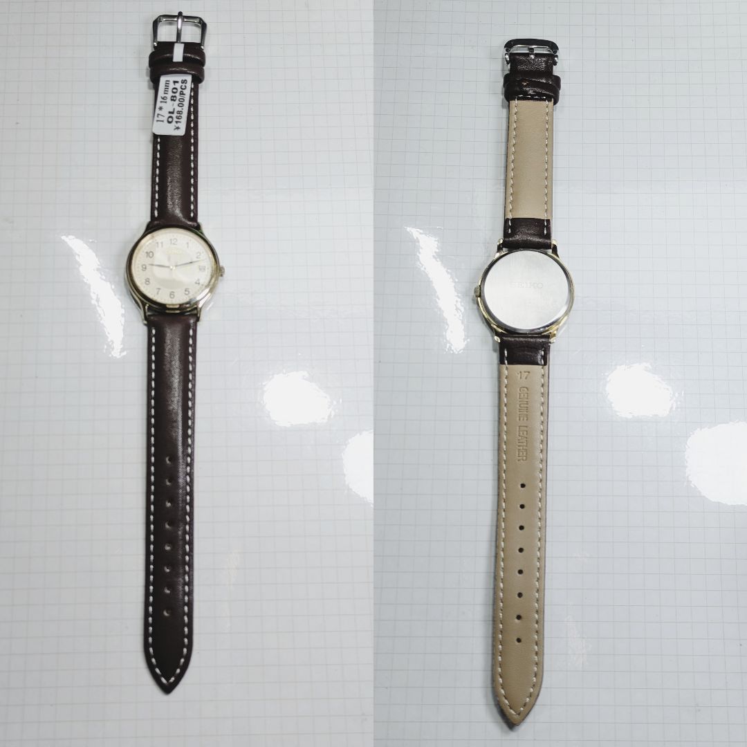 Seiko Analog Quartz Men Battery & Band Replaced Working Item