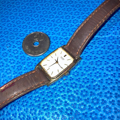 Seiko Analog Quartz Women Gold Square Running Thickness 3.5mm Women's Rare Item