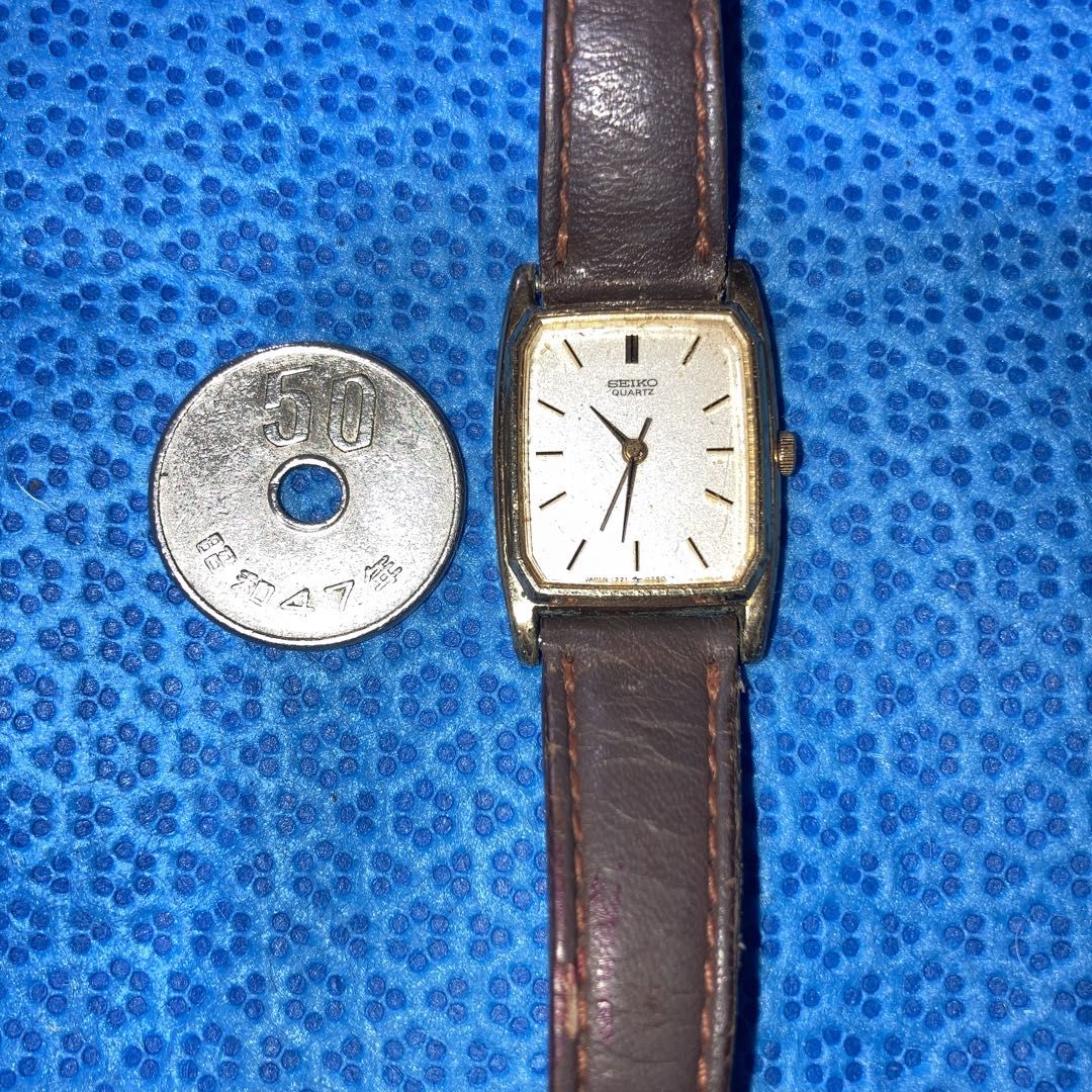 Seiko Analog Quartz Women Gold Square Running Thickness 3.5mm Women's Rare Item