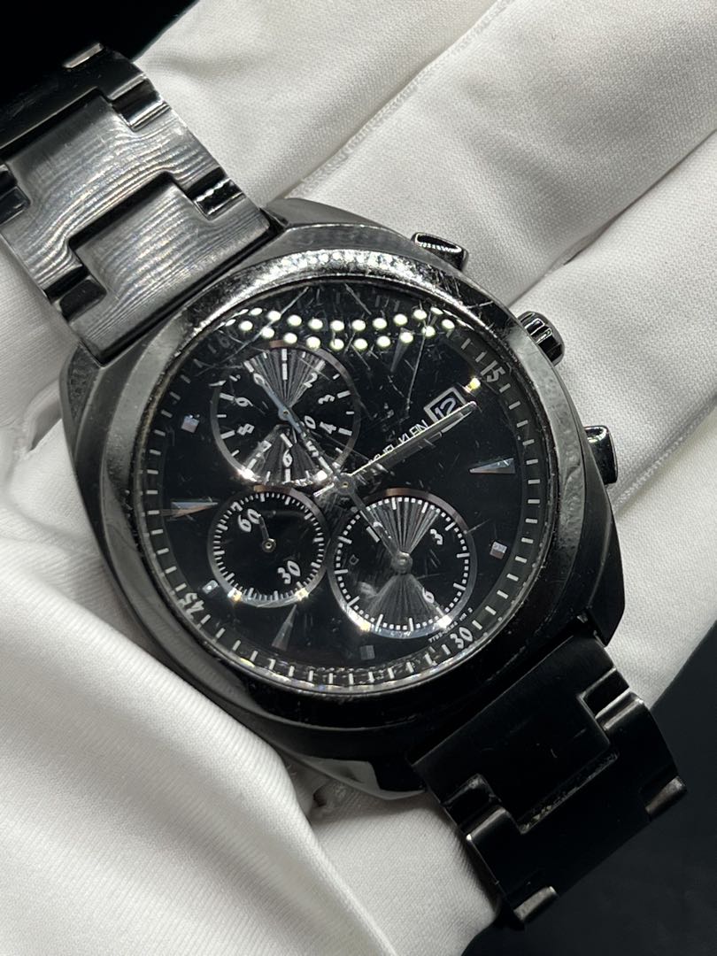 Michel Klein Analog Solar Men ミッシェル・クラン Chronograph Battery Replaced Menwatch
