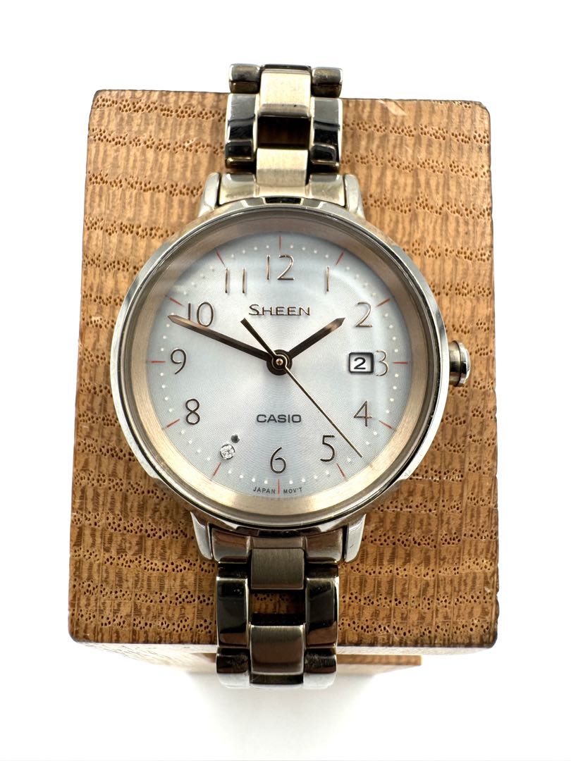Casio Sheen SHS-D100 Analog Quartz Women Solar Silver Dial Women'S Wristwatch 27Mm