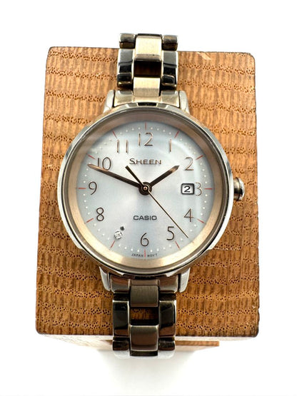 Casio Sheen SHS-D100 Analog Quartz Women Solar Silver Dial Women'S Wristwatch 27Mm