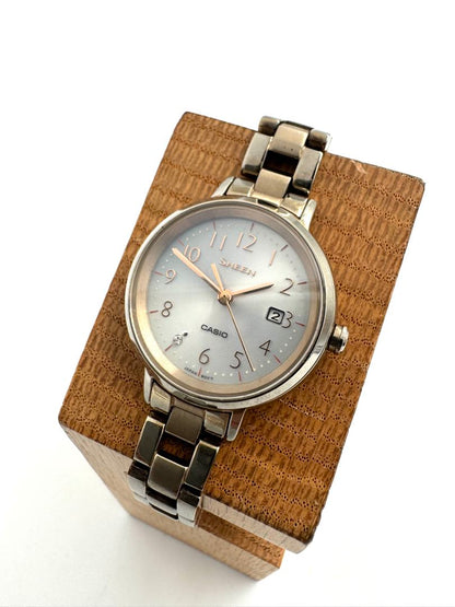 Casio Sheen SHS-D100 Analog Quartz Women Solar Silver Dial Women'S Wristwatch 27Mm
