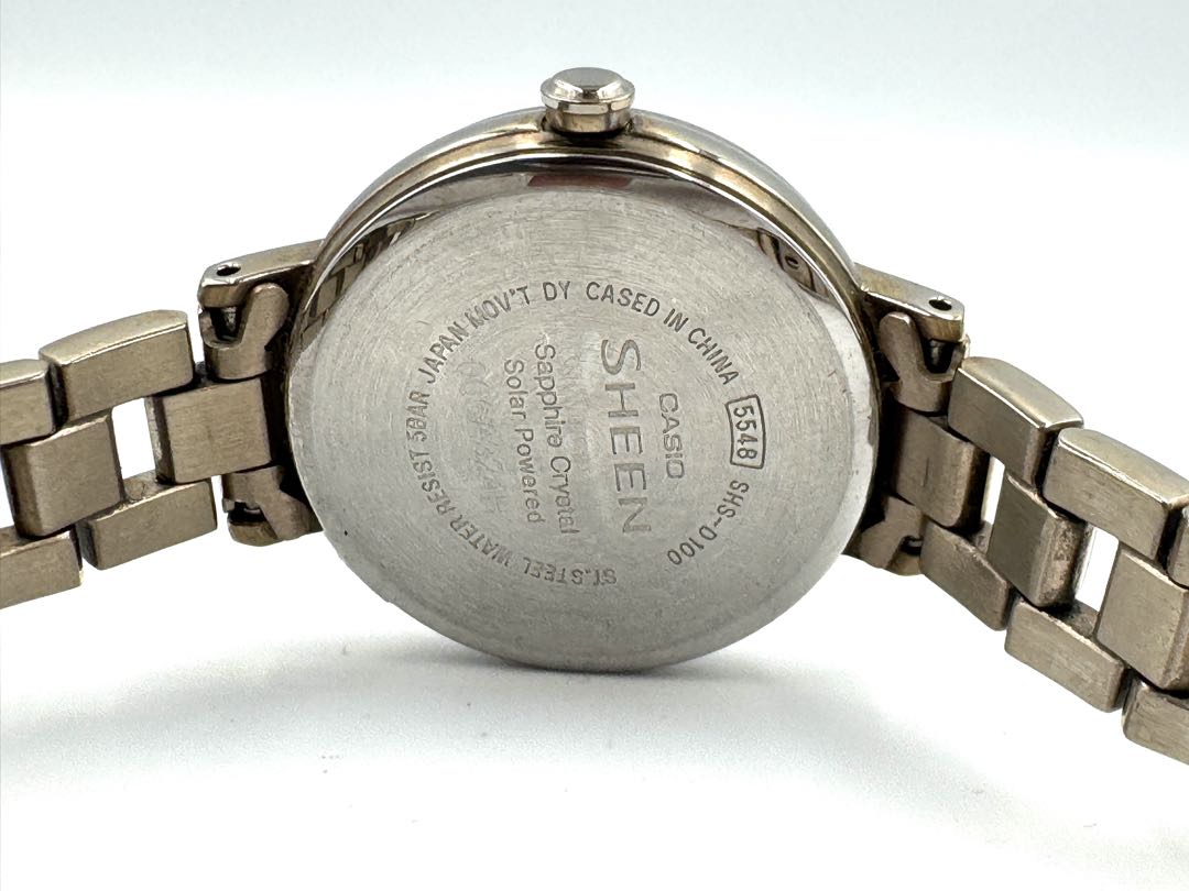 Casio Sheen SHS-D100 Analog Quartz Women Solar Silver Dial Women'S Wristwatch 27Mm