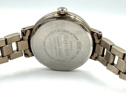 Casio Sheen SHS-D100 Analog Quartz Women Solar Silver Dial Women'S Wristwatch 27Mm