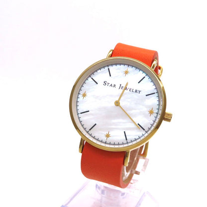 Star Jewelry Analog Quartz Men 極美品 スタージュエリー 時計 ホワイトシェル ゴールドカラー