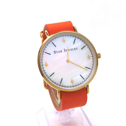 Star Jewelry Analog Quartz Men 極美品 スタージュエリー 時計 ホワイトシェル ゴールドカラー