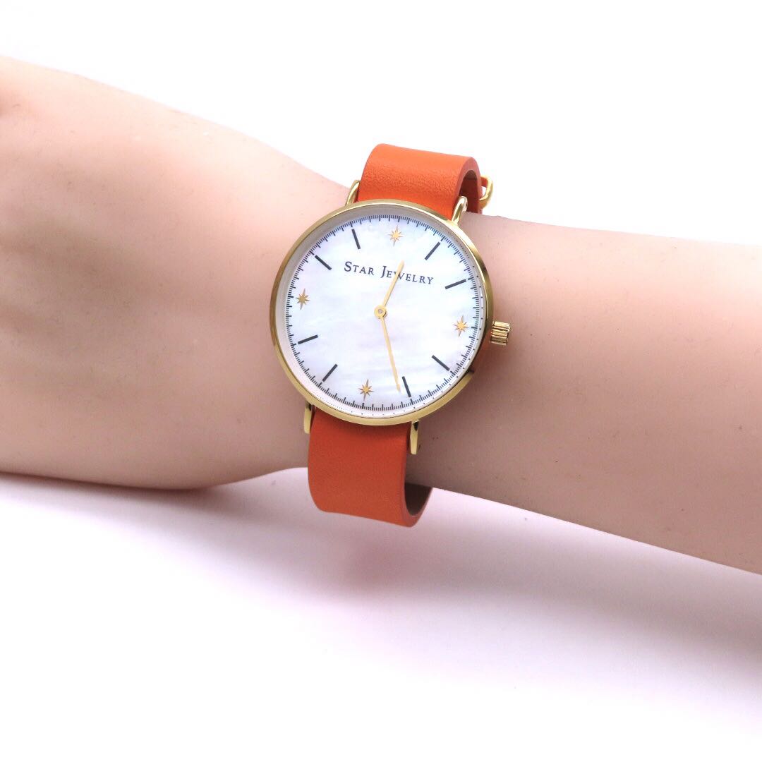 Star Jewelry Analog Quartz Men 極美品 スタージュエリー 時計 ホワイトシェル ゴールドカラー