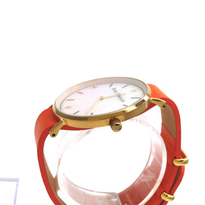 Star Jewelry Analog Quartz Men 極美品 スタージュエリー 時計 ホワイトシェル ゴールドカラー