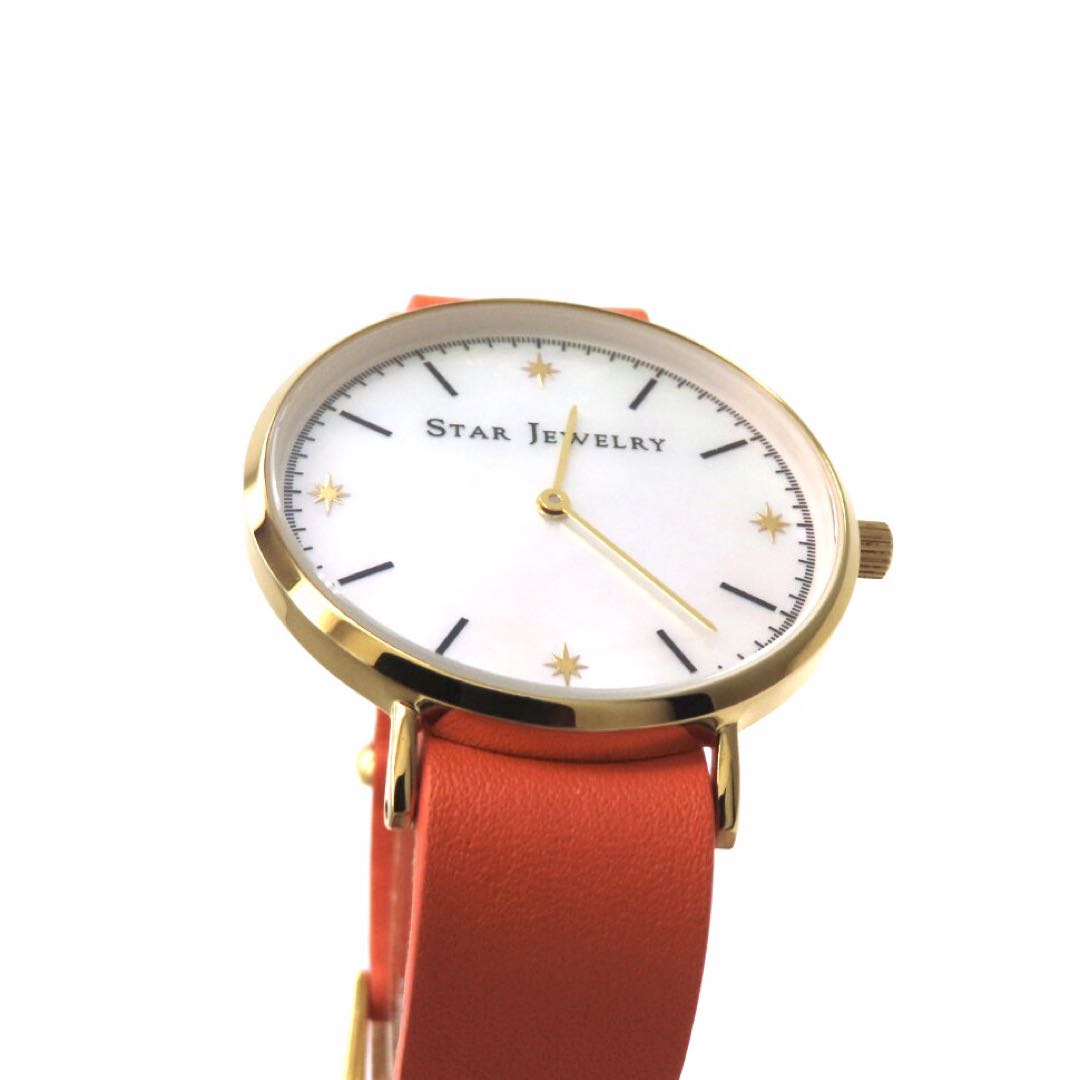 Star Jewelry Analog Quartz Men 極美品 スタージュエリー 時計 ホワイトシェル ゴールドカラー