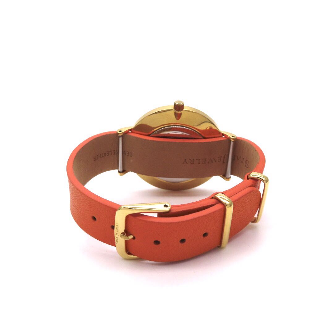 Star Jewelry Analog Quartz Men 極美品 スタージュエリー 時計 ホワイトシェル ゴールドカラー