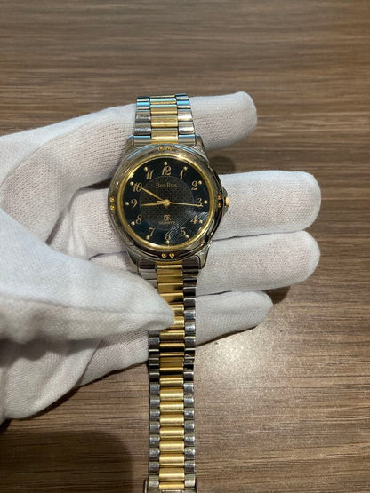 Benrus Analog Quartz Men ベンラス Watch ブラック ゴールド