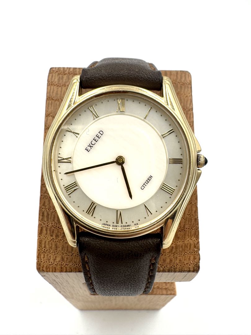 Citizen Exceed 0321-C30461 Analog Quartz (Battery) Unisex Adults Vintage Gold Plated Junk Loose Hands Watch
