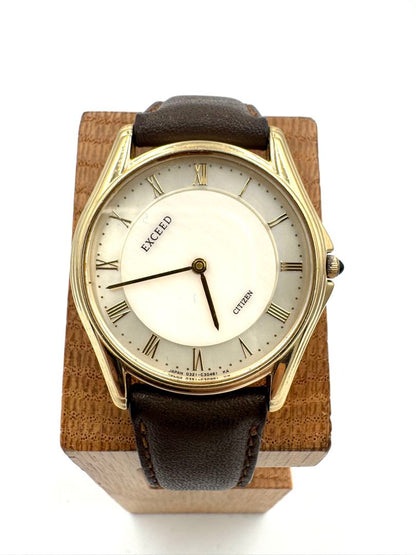 Citizen Exceed 0321-C30461 Analog Quartz (Battery) Unisex Adults Vintage Gold Plated Junk Loose Hands Watch