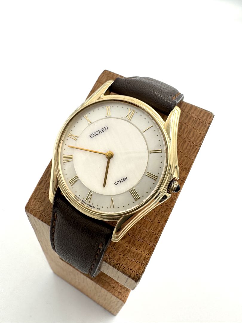 Citizen Exceed 0321-C30461 Analog Quartz (Battery) Unisex Adults Vintage Gold Plated Junk Loose Hands Watch
