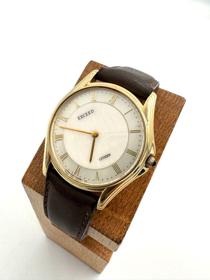 Citizen Exceed 0321-C30461 Analog Quartz (Battery) Unisex Adults Vintage Gold Plated Junk Loose Hands Watch