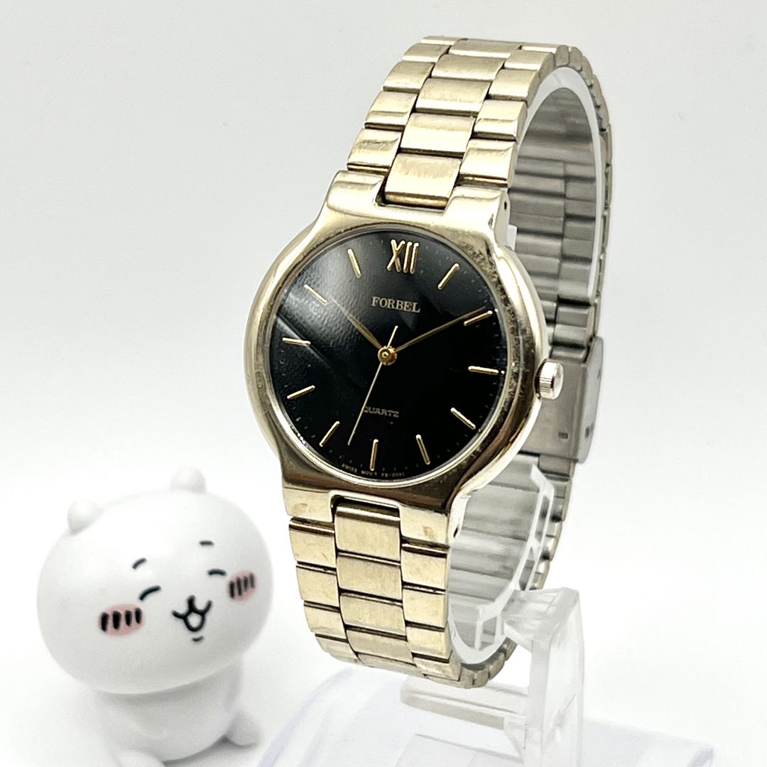 Forbel Analog Quartz Men フォーベル Watch ブラック ゴールド [For Parts / Junk]