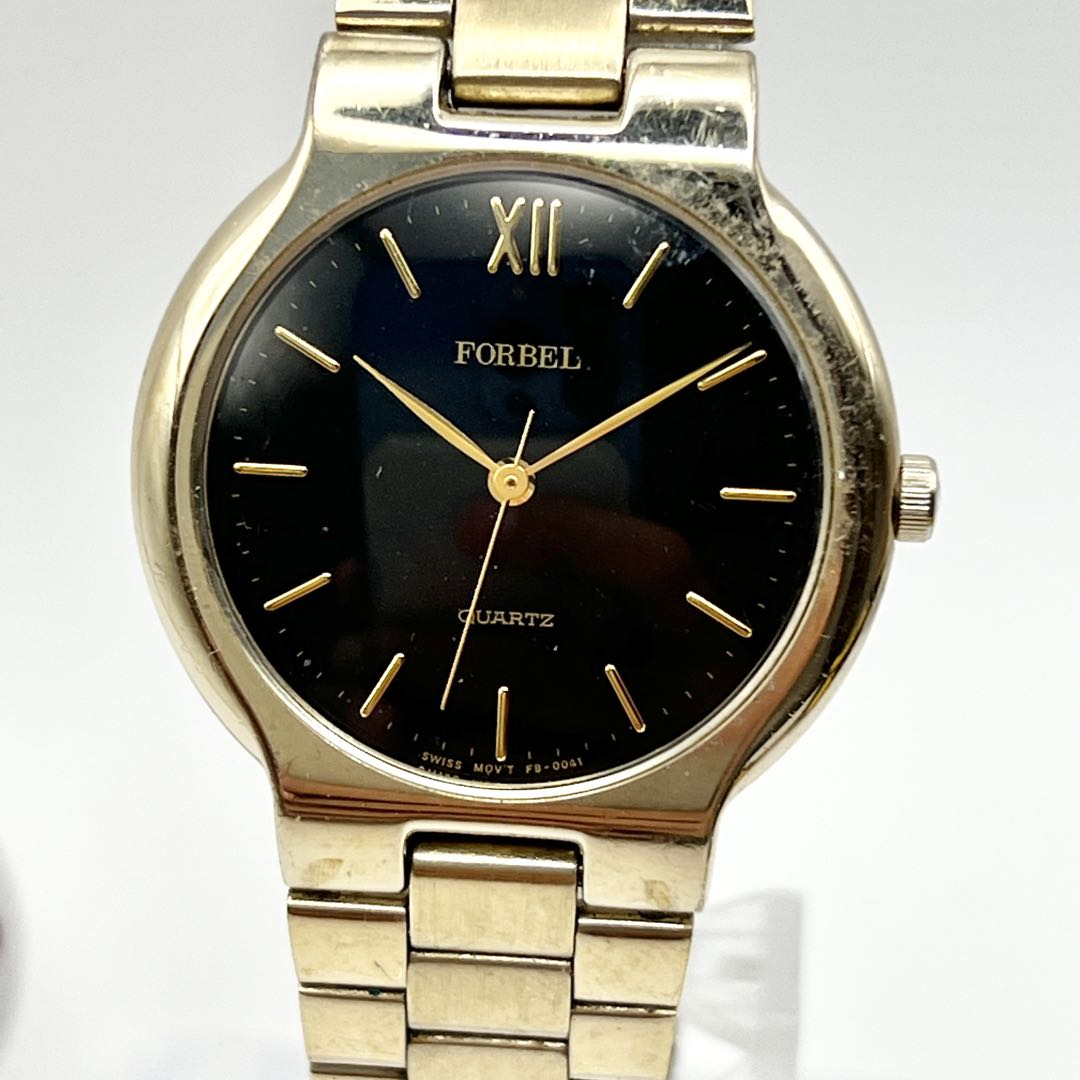 Forbel Analog Quartz Men フォーベル Watch ブラック ゴールド [For Parts / Junk]