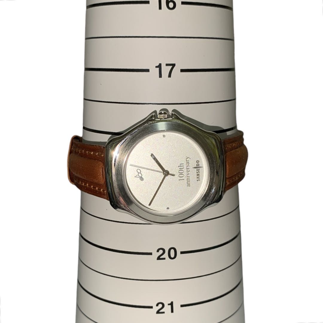 Sanseido 100th Anniversary Quartz Watch with Case, Checked Works