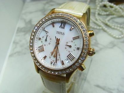 TITUS Analog Quartz Women Women Chronograph Gemstone Bezel Watch Women'S