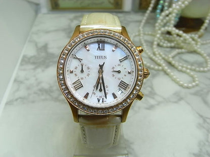 TITUS Analog Quartz Women Women Chronograph Gemstone Bezel Watch Women'S