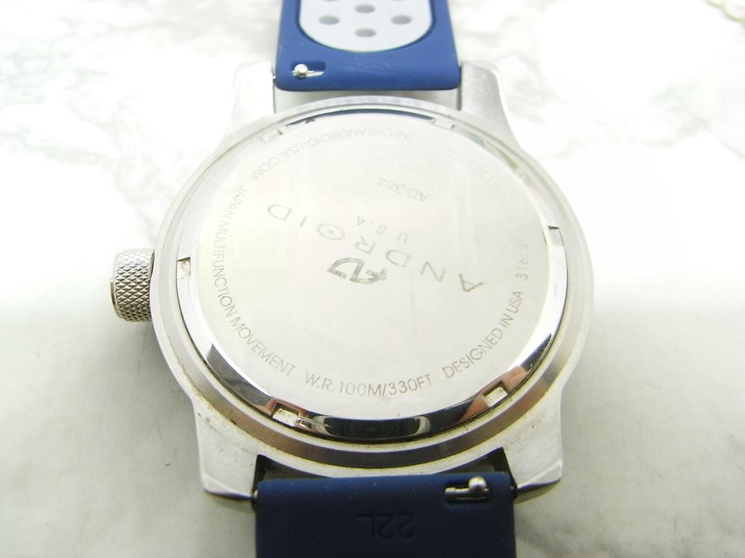 ANDOROID U.S.A Analog Quartz Men Android U.S.A. Retrograde Day-Date Gmt Watch Men'S