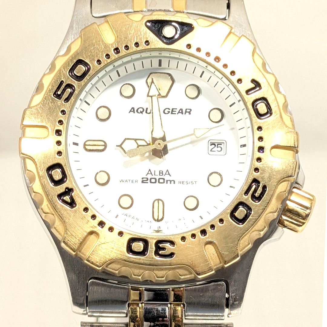 Seiko Alba Aqua Gear Analog Quartz Women Aquagear Battery Replaced Working Item