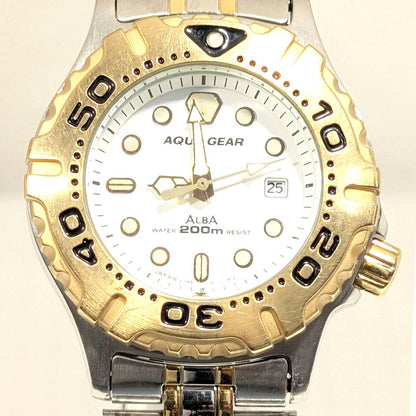 Seiko Alba Aqua Gear Analog Quartz Women Aquagear Battery Replaced Working Item