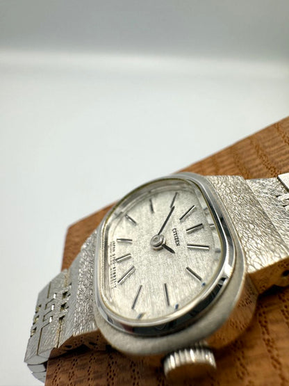 Citizen 4-676912 S 6700-678831Y Analog Mechanical (Manual) Women Antique Wristwatch 23Mm Silver Tone Vintage Japan