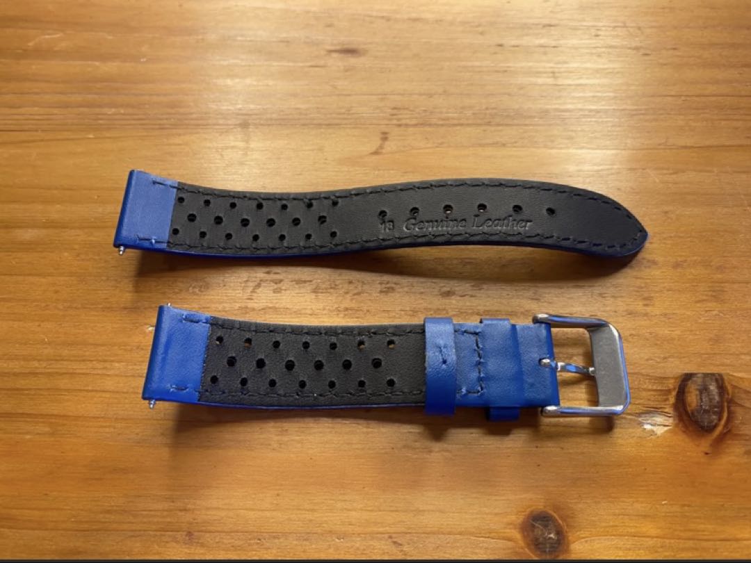 Straton Watch Company ストラトン 18Mm ラリー・オメガオリンピックモデル 高品質カーフ本革 青×白