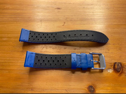 Straton Watch Company ストラトン 18Mm ラリー・オメガオリンピックモデル 高品質カーフ本革 青×白