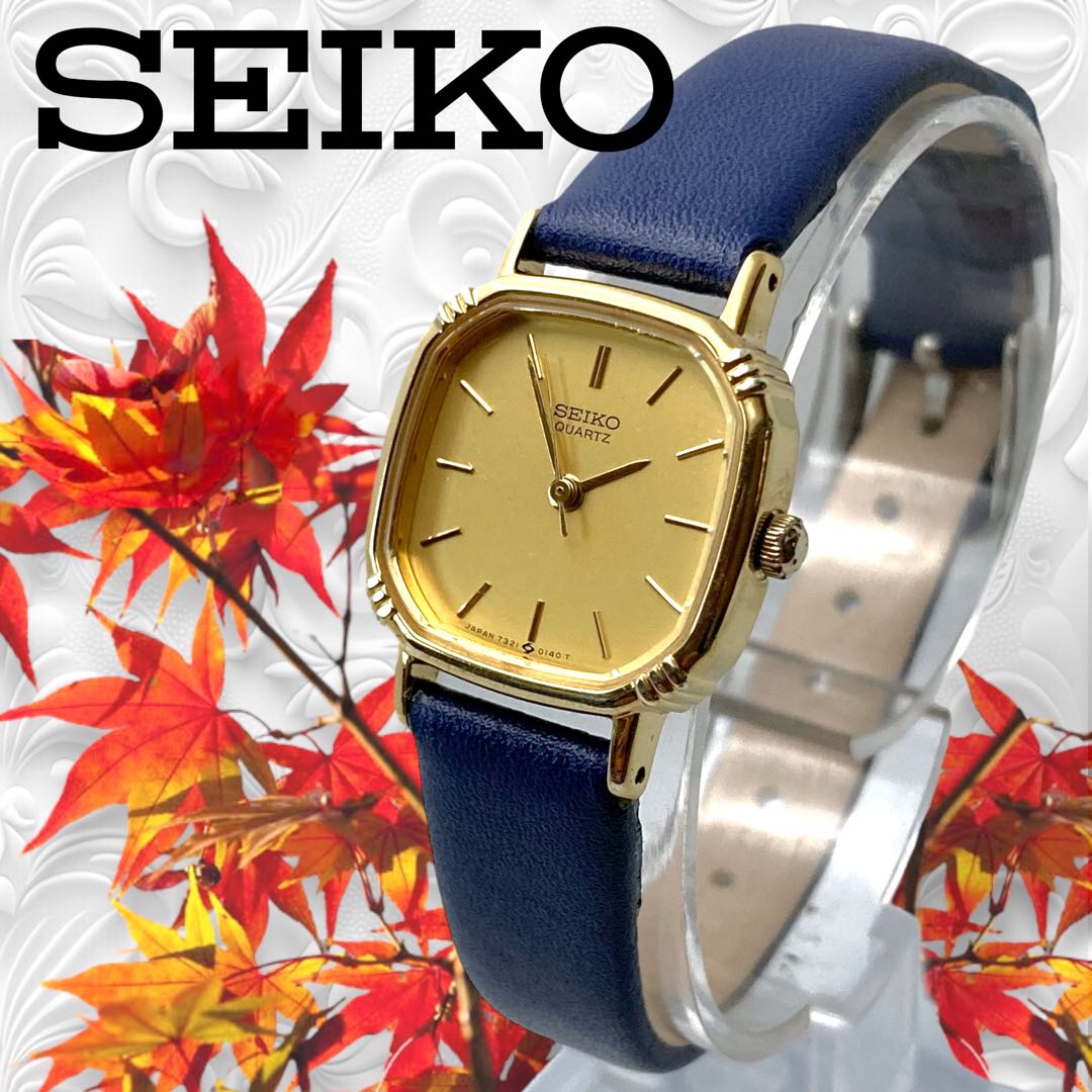 Seiko Analog Quartz Women Watch Sgp Gold Plated Square Case 3-Hand