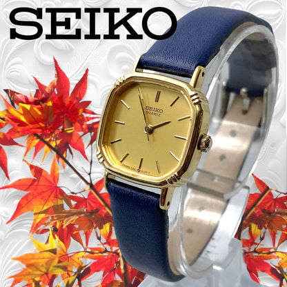 Seiko Analog Quartz Women Watch Sgp Gold Plated Square Case 3-Hand