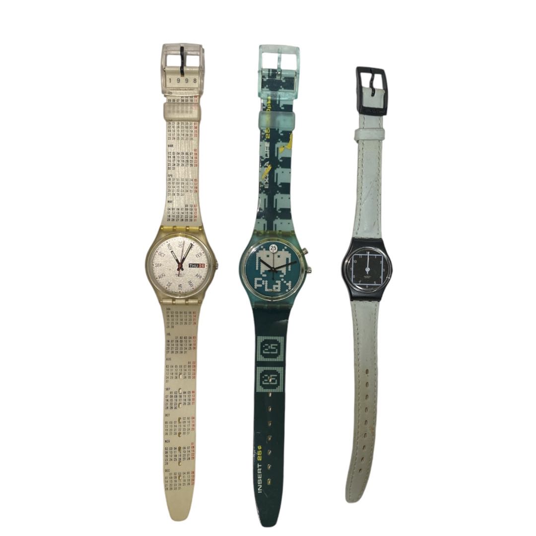 Swatch Various Unique Designs Analog Quartz Unisex Adults Set Of 3 Watches - Assorted Vintage Needs Check