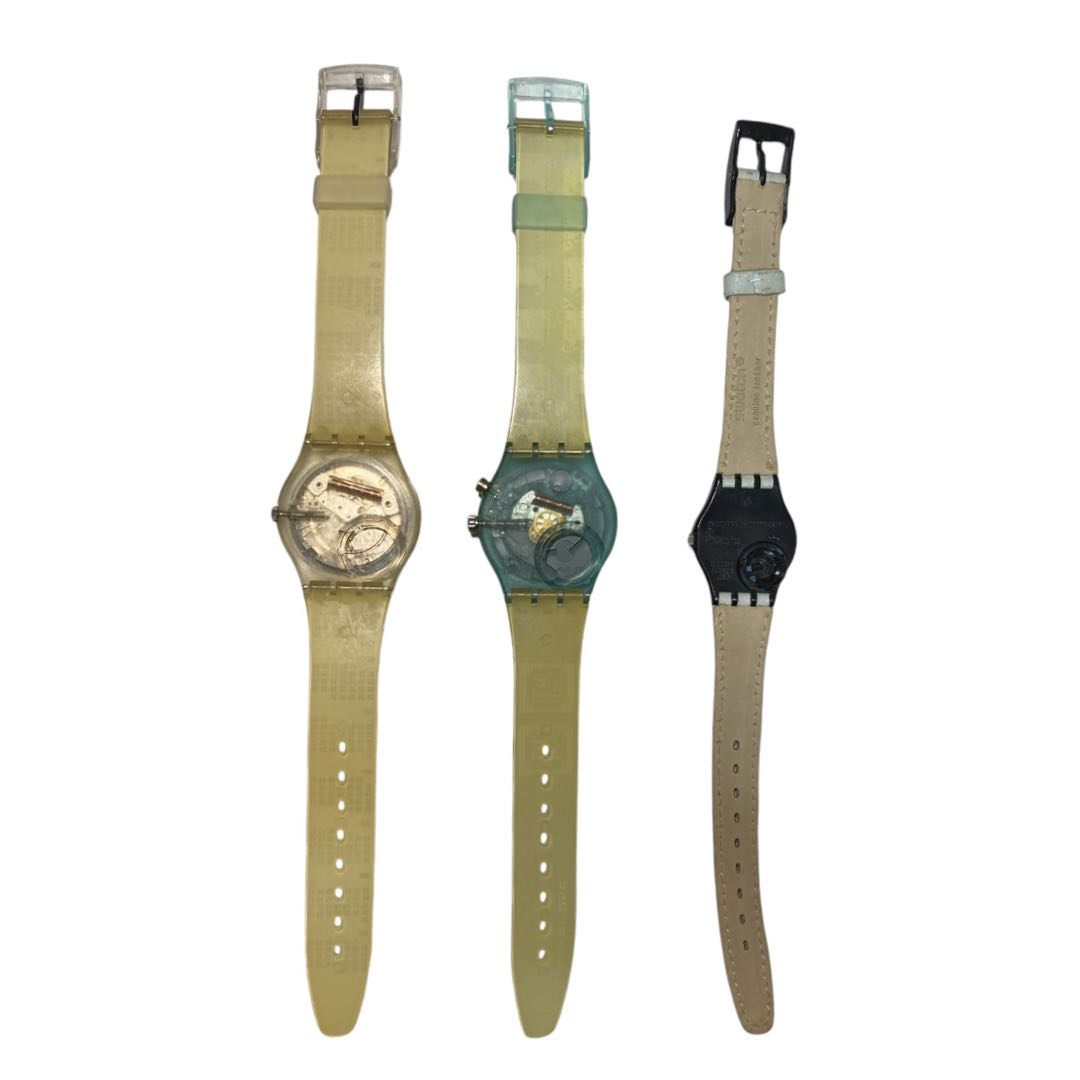 Swatch Various Unique Designs Analog Quartz Unisex Adults Set Of 3 Watches - Assorted Vintage Needs Check