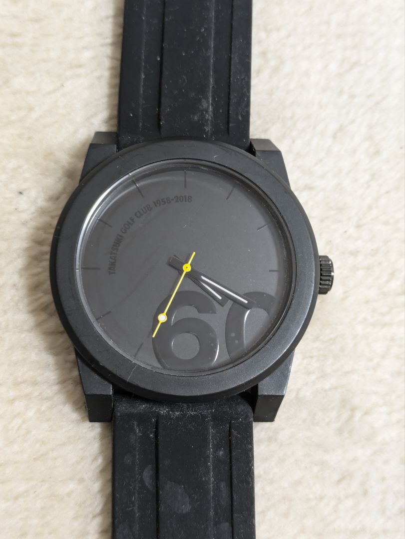 Black Rubber Band Analog Quartz Men ブラックラバーバンド Watch