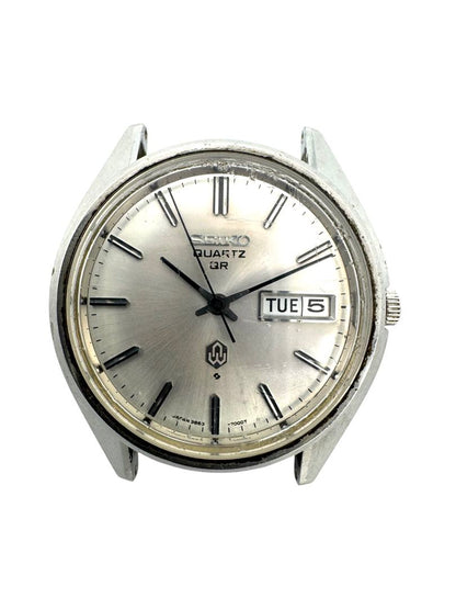 Seiko Quartz 3863-7001 Analog Unisex Adults Qr Day Date Silver Dial Men'S Watch Head Only Japan
