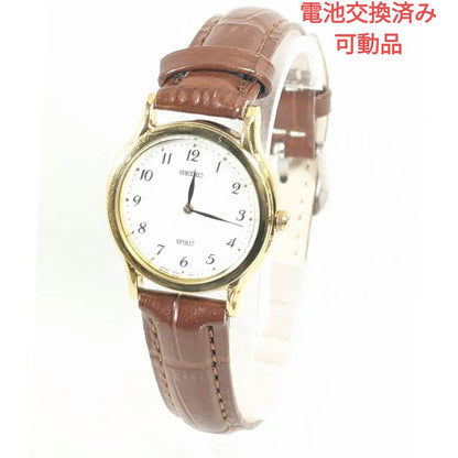 Seiko Spirit 4N20-0970 Analog Quartz Women 2-Hand Battery & Band Replaced Working Item