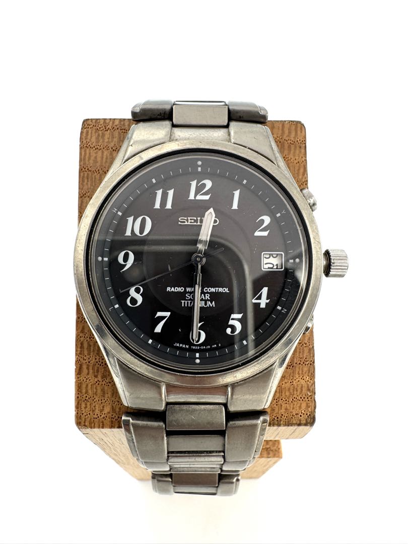 Seiko Selection 7B22-0AD0 Analog Quartz Unisex Adults Solar Radio Control Titanium Junk Black Dial Men'S Watch Japan