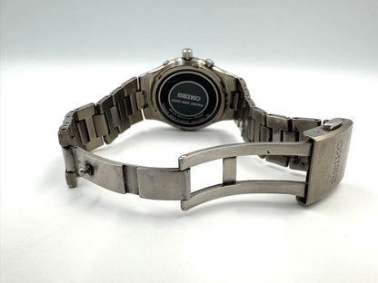Seiko Selection 7B22-0AD0 Analog Quartz Unisex Adults Solar Radio Control Titanium Junk Black Dial Men'S Watch Japan