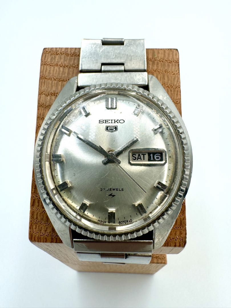 Seiko 5 5126-8030 Analog Mechanical (Automatic) Unisex Adults 126-8030 23 Jewels Day Date Fluted Bezel Automatic Vintage Watch Runs